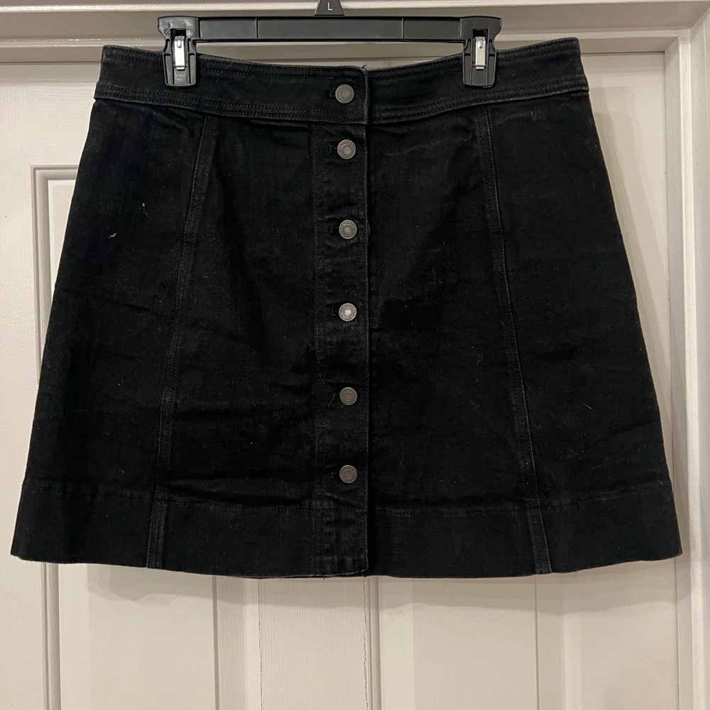 J. Crew Black Button-Front Mini Skirt